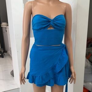 Blue Strapless Two-Piece Set